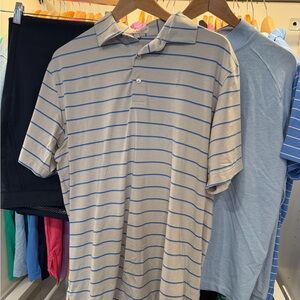 Peter Millar Blue and Gray Striped Polo Shirt